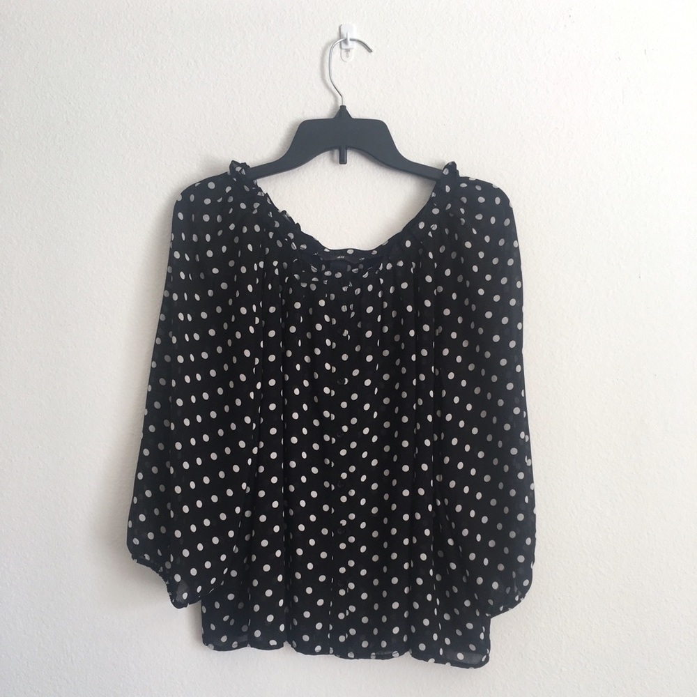 H&M | Black/Polkadots Sheer Blouse
